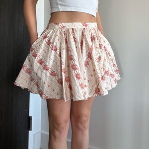 Free People Skirt Floral Cream Skirt